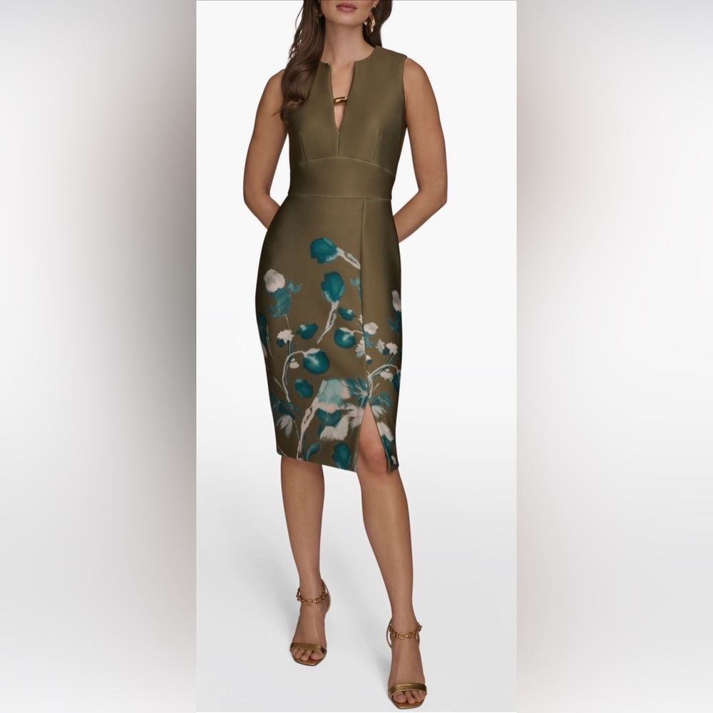 Donna Karan New York
Floral Print Sleeveless Sheath Dress
Color: Antique Green - Picture 8 of 8